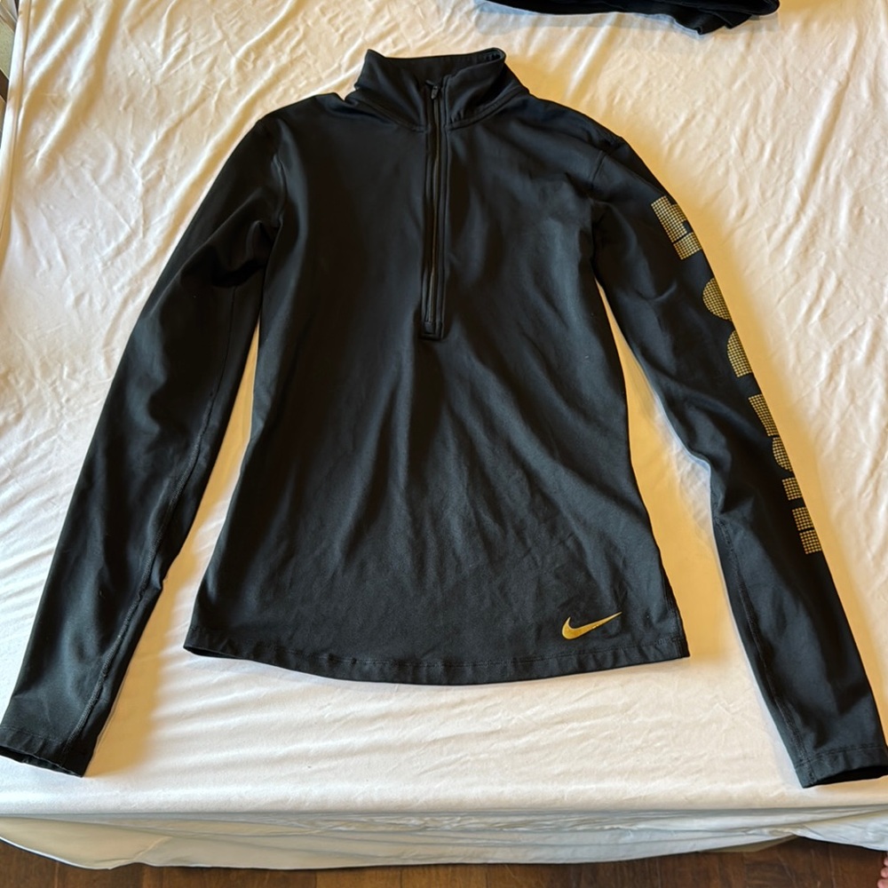 Nike Black Long Sleeve Tee with Gold Accents